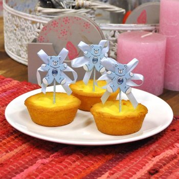 TOPPER TAL-CUPCAKES GĦAT-TWELID - ORS BLU (12-il biċċa)