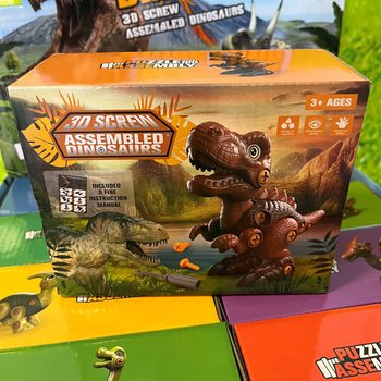 Sett ta' Kostruzzjoni ta' Dinożawru 3D f'Kaxxa tar-Rigali - Display (8 biċċiet)