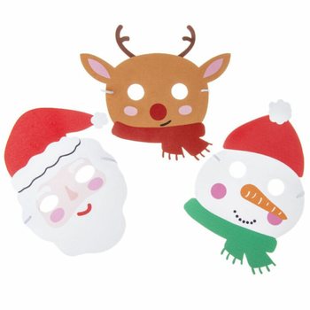 Mix ta' Maskri tal-Milied tal-Fowm - Santa Klaws, Renna u Snowman (48 biċċa)