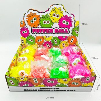 PUFFER BALL B'GĦAJNEJN - 10CM - F'DISPLAY (12-il biċċa)