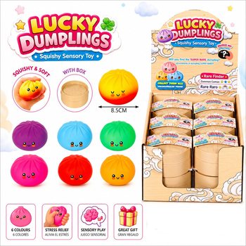 RAGE - LUCKY DUMPLINGS - Squishy Bun Dumplings KBAR Daqs 8.5 x 8.5 x 4.8 cm - FID-DISPLAY (12-il biċċa)