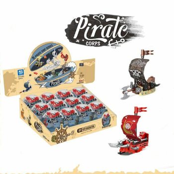 Blokki tal-Kostruzzjoni Vapur tal-Pirati f'Ballun Sorpriża - Display (12-il biċċa)