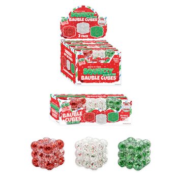 SQUEEZY GLITTER BAUBLE CUBES - BIL-GLITTER - SET TA' 3 CUBES - SUGAR FILLING - DISPLAY (6 SETS)