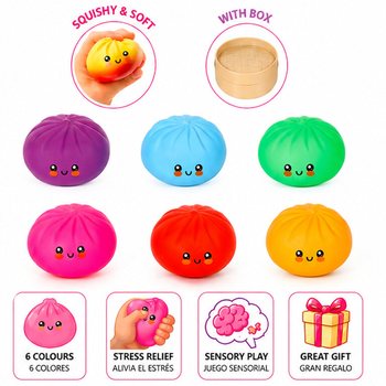 RAGE - LUCKY DUMPLINGS - Squishy Bun Dumplings KBAR Daqs 8.5 x 8.5 x 4.8 cm - FID-DISPLAY (12-il biċċa)
