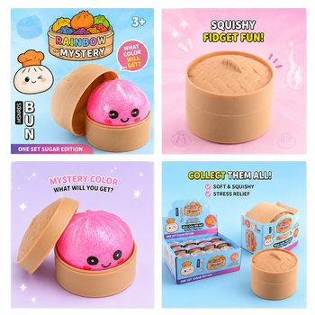 RAGE - Squishy SUGAR EDITION Bun Dumplings ŻGĦIR (5.3 x 5.3 x 4.1 Cm) Viral 2026 Fidget Toy (24 pz)