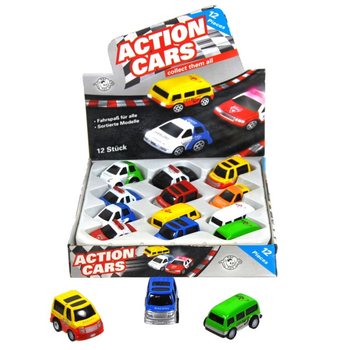 KAROZZI TAL-METALL DIE CAST BIL-FRIZZJONI F'DISPLAY (12-il biċċa)