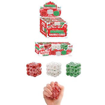 SQUEEZY GLITTER BAUBLE CUBES - BIL-GLITTER - SET TA' 3 CUBES - SUGAR FILLING - DISPLAY (6 SETS)