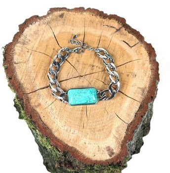 Bracelet Stil Ibiza Dehra tal-Fidda u Blu (1 pz)