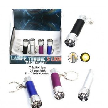5 LED Torch Keychain f'Display (24 biċċa)
