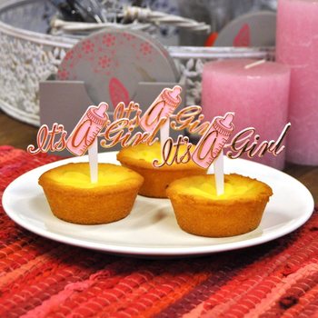 Toppers tal-Cupcake tat-Twelid - It's a Girl (12-il biċċa)