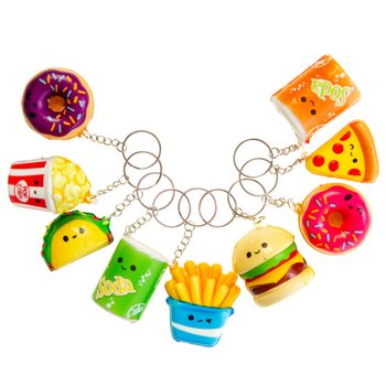SQUISHY KEYRINGS TAL-FASTFOOD F'DISPLAY (24 biċċa)