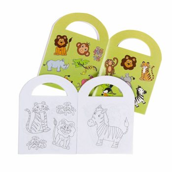 Kotba żgħar tat-tpinġija tal-Annimali tal-Ġungla bi stikers (48 biċċa)