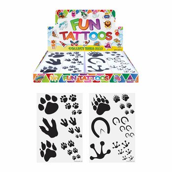 Fun Tattoos - Mudell: Footprints tal-Annimali f'Display (96 pz)