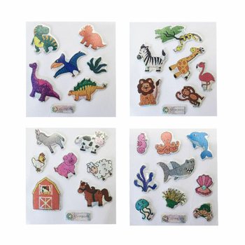 Stickers bil-Glitter - Mudell: Mix ta' Annimali (100 biċċa)