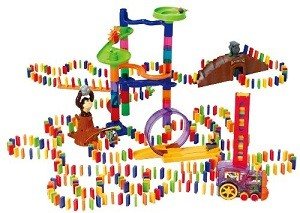 PLAYGO - Sett tal-Domino Deluxe b'Ferrovija Awtomatika - 500 Biċċa