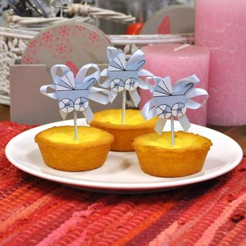 Topper tal-Cupcake tat-Twelid - Karru Blu (12-il biċċa)