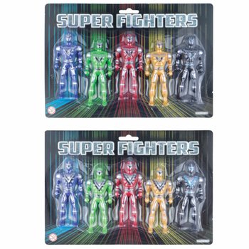 SUPER FIGHTERS - 5 Figuri ta' Azzjoni fuq Karta (6 biċċa)