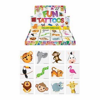 FUN TATTOO'S - ANNIMALI TAL-ĠUNGLA - DISPLAY (48x12-il biċċa)