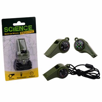 SCIENCE EXPLORER SURVIVAL WHISTLE BI-KUMPASS U TERMOMETRU FUQ KARTA (24 pz.)