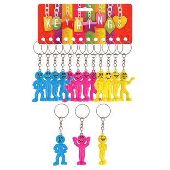 Keyring b'Karattru Smiley (Pakk ta' 12) | B2B Bejgħ bl-Ingrossa