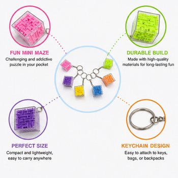 Keyring b'Logħba Labirint f'forma ta' Kubu (48 biċċa)