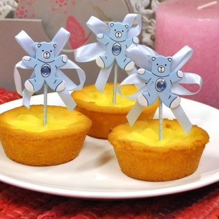 TOPPER TAL-CUPCAKES GĦAT-TWELID - ORS BLU (12-il biċċa)