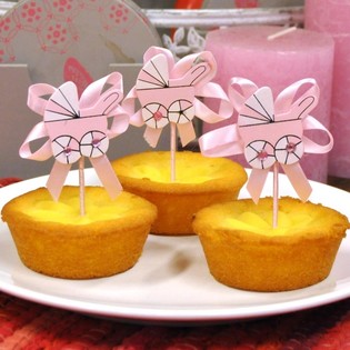 TOPPERS TAL-CUPCAKES GĦAT-TWELID - PRESTRIZZU ROŻA (12-il biċċa)