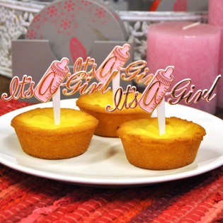 Toppers tal-Cupcake tat-Twelid - It's a Girl (12-il biċċa)