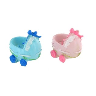 Cake Topper tat-Twelid - Baby Stroller - Roża/Blu (2 biċċiet)
