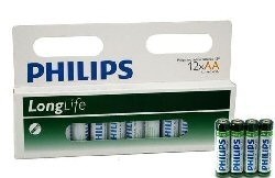 12x BATTERIJI "PHILIPS - SUPER HEAVY DUTY" AA - LONGLIFE (12 pz f'Blister)