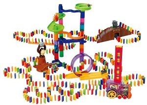 PLAYGO - Sett tal-Domino Deluxe b'Ferrovija Awtomatika - 500 Biċċa