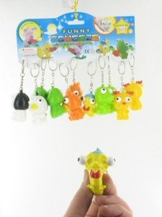 Keychain ta' annimali b'għajnejn li joħorġu 'l barra (12-il biċċa)