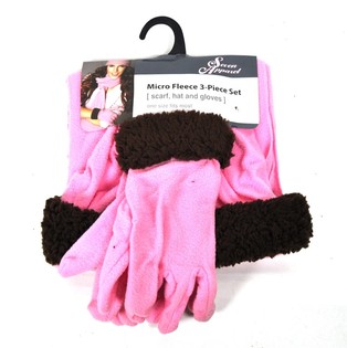 Sett 3 biċċiet micro fleece roża