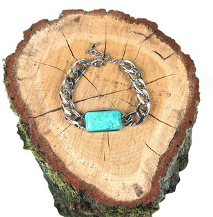 Bracelet Stil Ibiza Dehra tal-Fidda u Blu (1 pz)