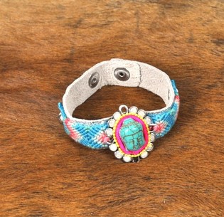 Brazzuletta Stil Ibiza b'Dehra tal-Fidda u Buddha Turquoise (1 pz)