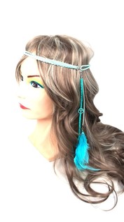 Faxxa elastika tax-xagħar bir-rix Turquoise (1 biċċa)