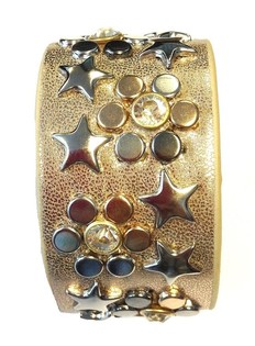Brazuletta Wiesgħa lussuża Taupe bi Studs (1 pz)