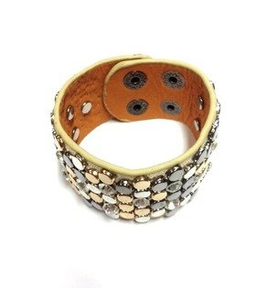 Bracelet Wiesgħa Lussuż Taupe bi Studs u Strass (1 pz)