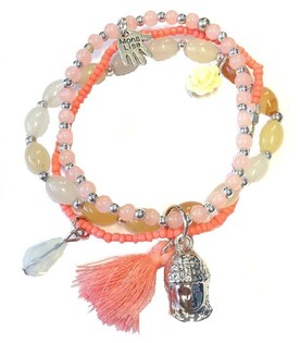 Brazzuletta Stil Ibiza Salmon bil-Buddha (1pc)