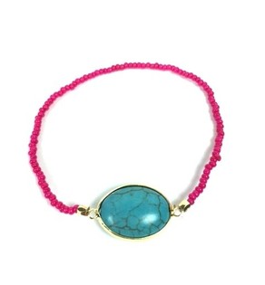 Brazuletta Stil Ibiza Fuchsia bil-Ġebla (pza 1)