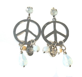 Msielet tal-Fidda Peace bi Kristall Abjad (1 pz)