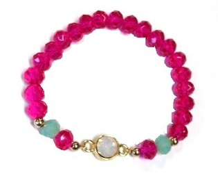 Brazuletta Stil Ibiza Fuchsia Turquoise bir-Rhinestone (1 pz)