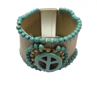 Brazuletta Stil Ibiza Taupe/Turquoise Peace (1 pz)