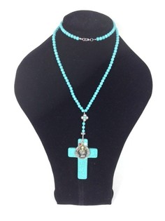 Kullana Twila b'Salib Turquoise Stil Ibiza (1 biċċa)