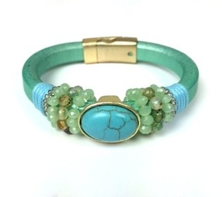 Brazzuletta mint green b'ġebla turquoise (1 biċċa)