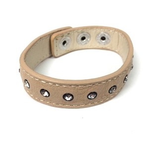 Ibiza Bracelet Lookalike tal-Ġilda Krema bi Strass (1 pz)