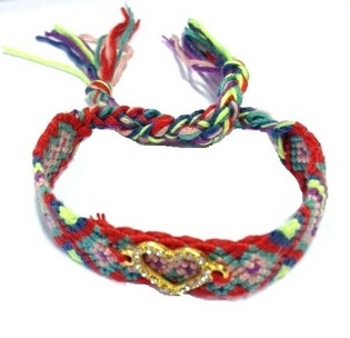 Brazzuletta Minsuġa Multicolor Stil Ibiza b'Qalb Strass (1 pz)