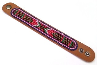 Brazuletta tal-Ġilda Aztec bi Strass Blu (1 biċċa)