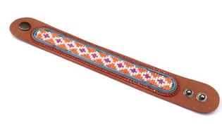 Bracelet tal-Ġilda Aztec bi Strass Aħmar (1 biċċa)