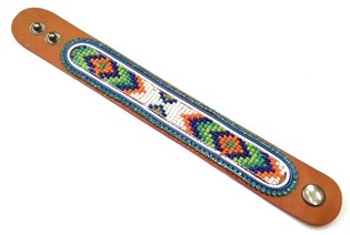 Brazuletta tal-Ġilda Azteka bi Strass Blu Ċar (1 biċċa)